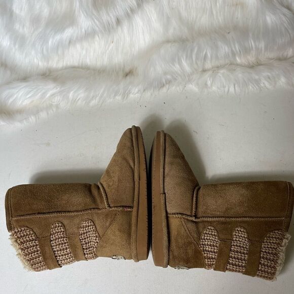 BearPaw youth suedes and back knit boots with sheep skin wool blend lining SZ4 - Picture 4 of 12